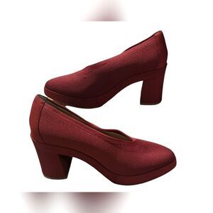 Eileen Fisher Signy Suede and Knit Block Heel Pumps